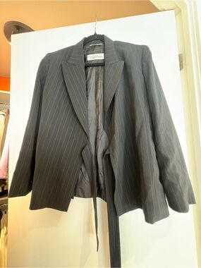 MaxMara Black Pinstripe Blazer with Notched Lapel